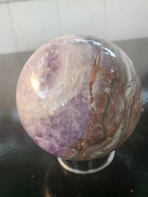 Amethyst lace agate sphere! 83mm, 3.27 inches, 1.13 pounds