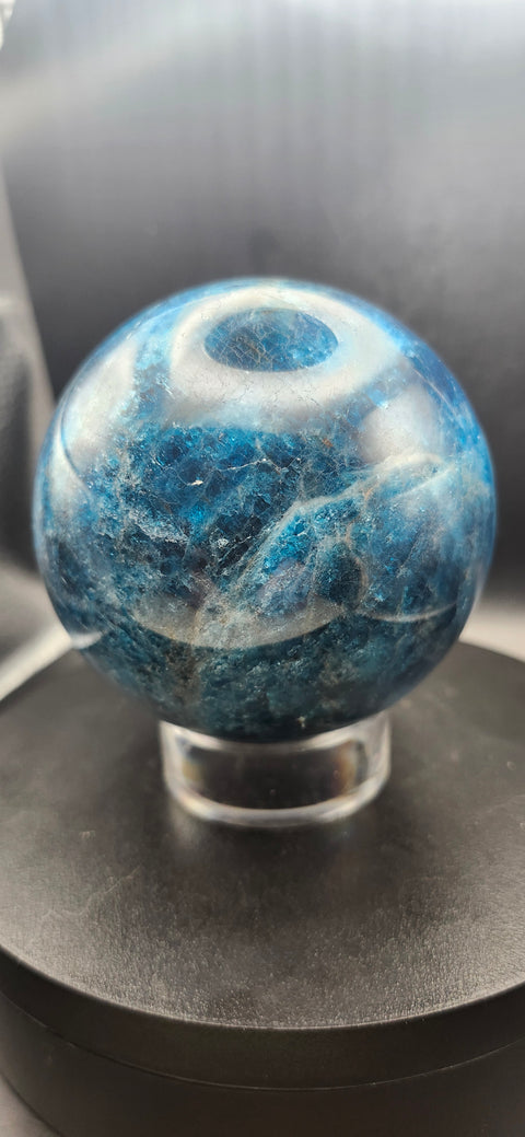 Blue apatite sphere, 80.6mm, 3.17 inches, 1.15 pounds