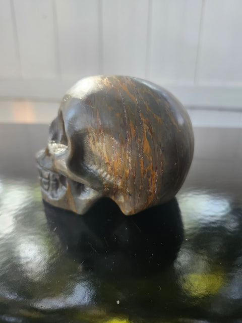Green jasper skull, 1.4 pounds, 4 inches long, 3 inches tall, 3 inches wide
