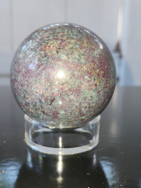 14 ounce ruby in kyanite sphere!! Uv reactive, 60mm mm, 2.36 inches
