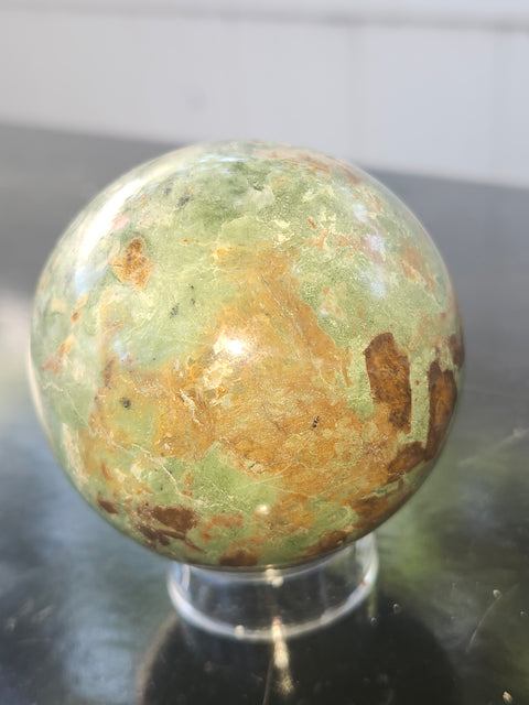 Olive opal sphere! 58mm, 2.3 inches, 9.7 ounces