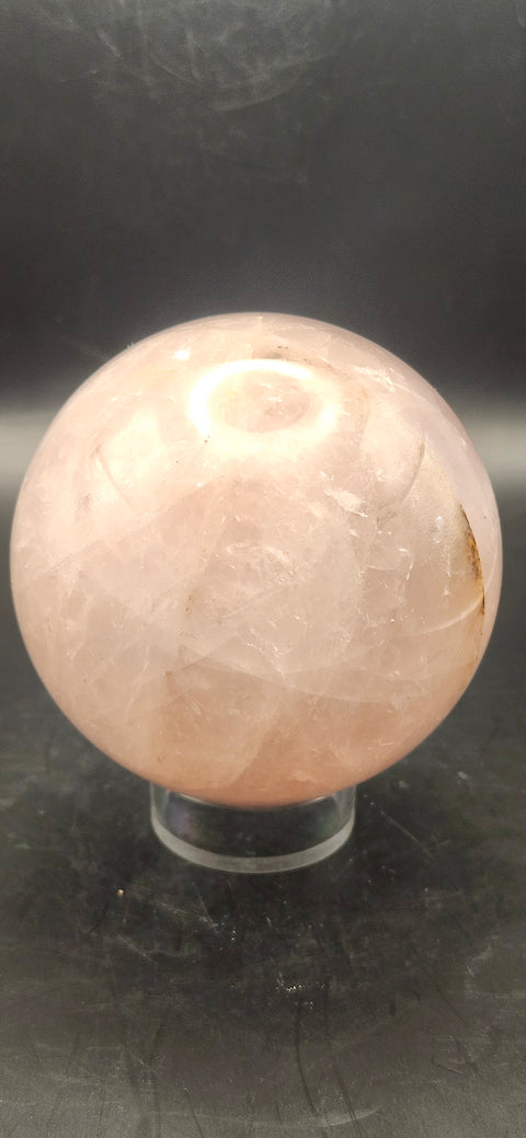 Rose quartz sphere! 69.8mm, 2.7 inches, one pound!