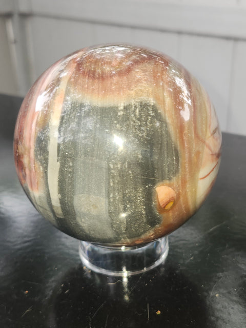 Large polychrome jasper sphere! 90mm, 3.56 inches, 2.4 pounds