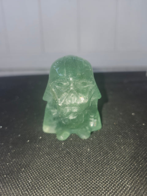 4 ounce, 2.75 inch green florite Darth vader carving star wars