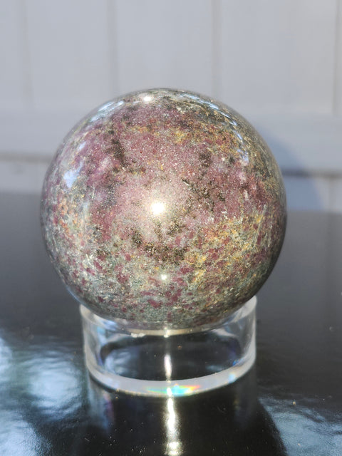 14 ounce ruby in kyanite sphere!! Uv reactive, 60mm mm, 2.36 inches