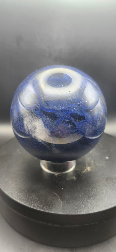 Blueberry smelting quartz sphere! 1.2 pounds, 75.8mm, 2.98 inches