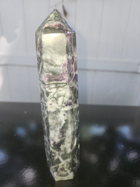 Opalized fluorite tower! 1.8 pounds, 8 inches tall