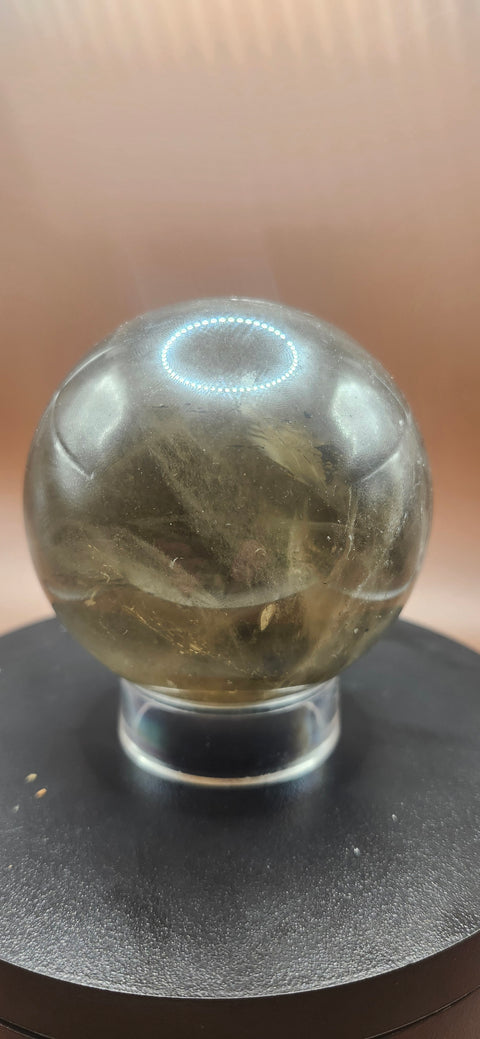 Smoky quartz sphere, 75mm, 2.95 inches, 1.5 pounds
