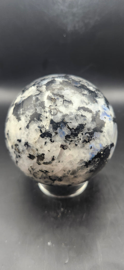 Rainbow moonstone sphere! 79.6mm, 3.13 inches, 1.10 pounds
