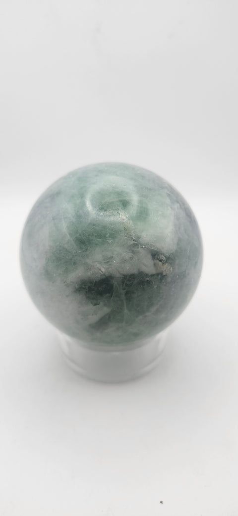 Green florite sphere. 60mm, 2.37 inches, 14.2 ounces