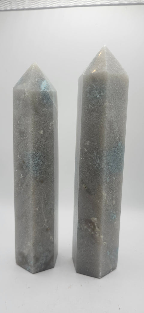 Blue and gray aventurine tower 10 ounces, 6 inches