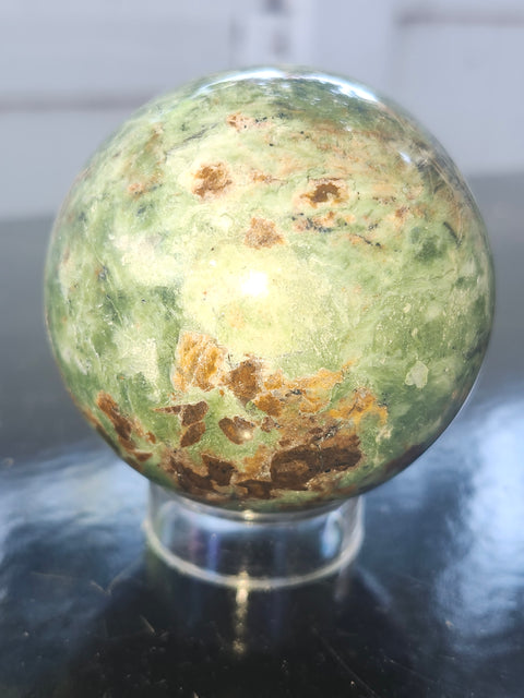 Olive opal sphere! 58mm, 2.3 inches, 9.7 ounces