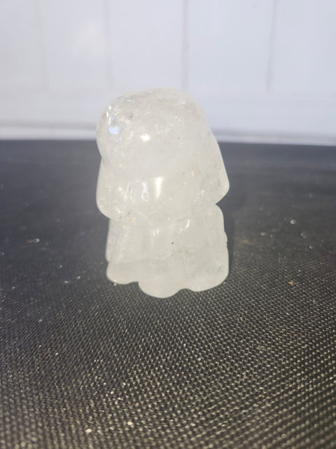 4 ounce, 2.75 inch Clear quartz Darth vader carving star wars