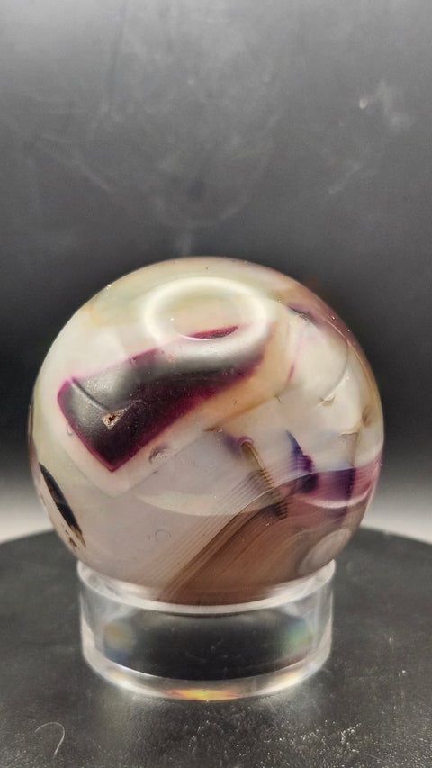 Purple, clear agate sphere! 60mm, 2.36 inches, 10.5 ounces!!