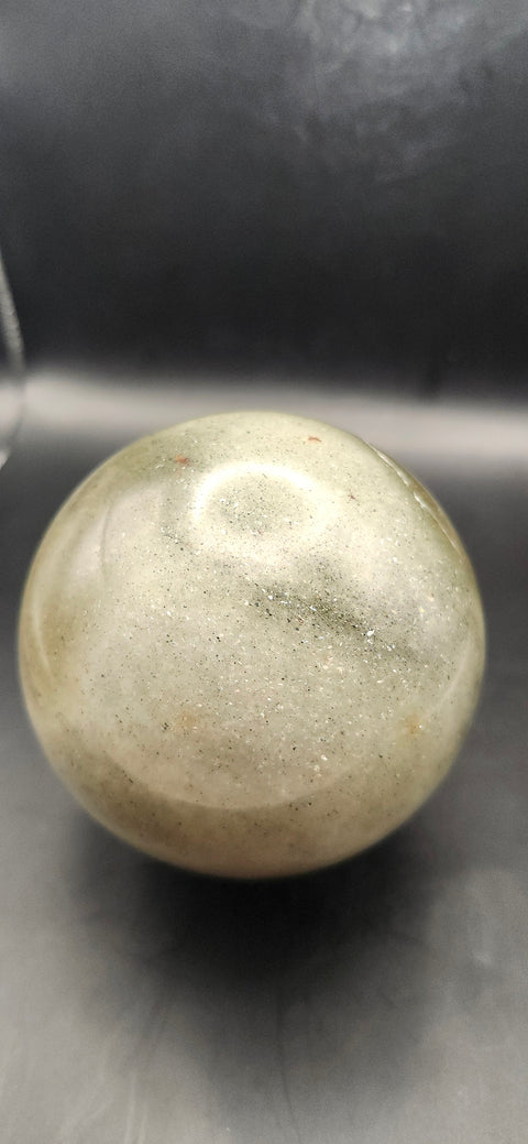Green aventurine silver flash sphere! 76.4mm, 3 inches, 1.6 pounds