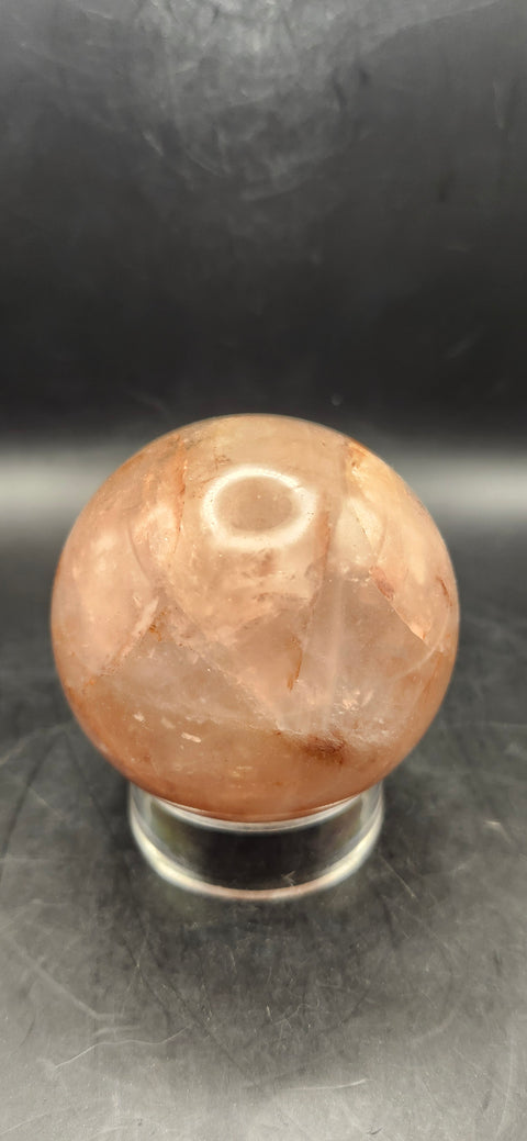 Fire quartz sphere! 62.7mm, 2.4 inches, 12.2 ounces