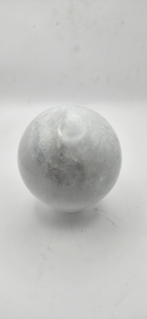 Blue calcite sphere! 9.2 ounces, 55.9mm, 2.2 inches
