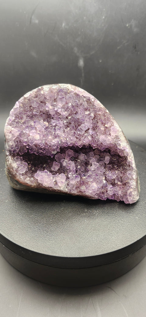 Amethyst cut base free form! 12 ounces, 3.6 inches long, 2.8 tall