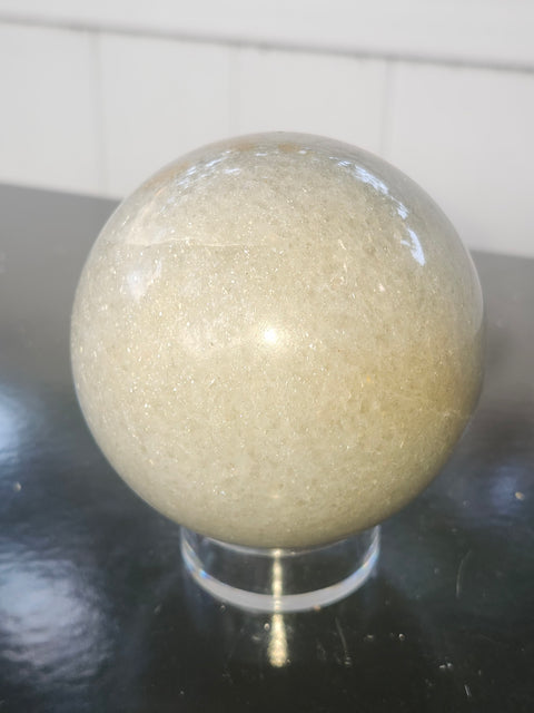 Green aventurine sphere with silver flash! 1.11 pounds, 81mm, 3.2 inches