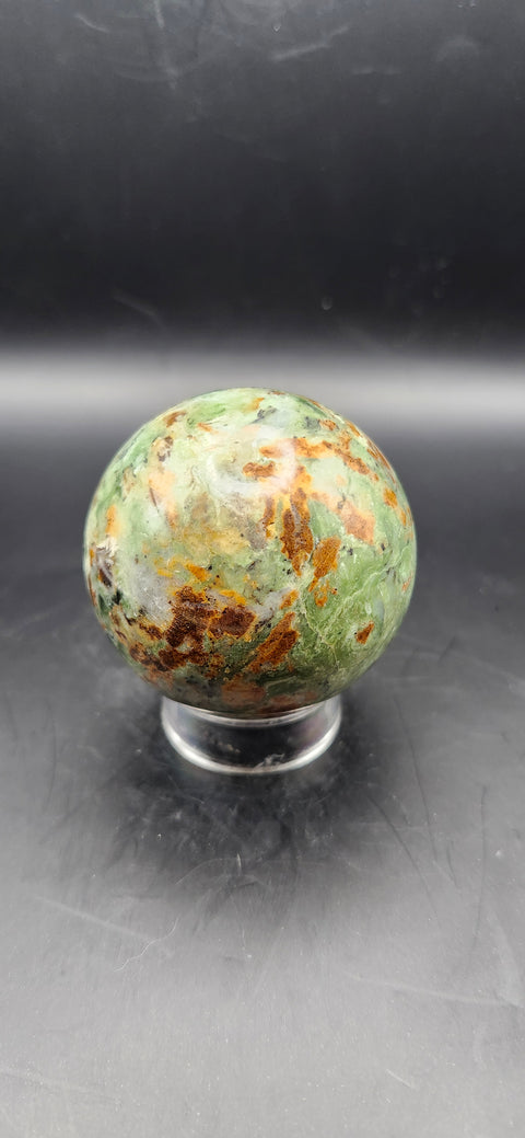Olive opal sphere. 52mm, 2.04 inches, 6.2 ounces