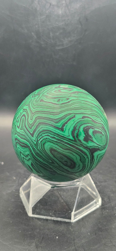 Malachite sphere! 61.5mm, 2.4 inches, 9.2 ounces!
