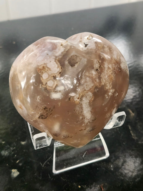Flower agate heart! 10 ounces, 75mm wide, 69mm tall, 42mm thick