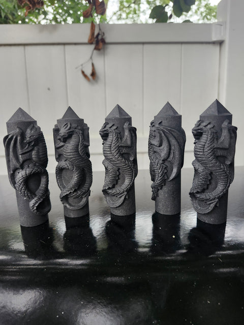 Shungite dragon towers style 2! 4 inches tall 3.5 to 4 ounces