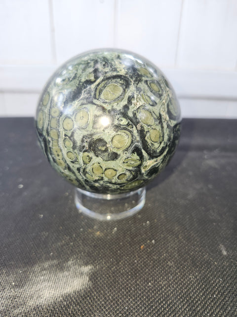1.7 pound, 77.2mm, 3.03 inch kambaba jasper sphere