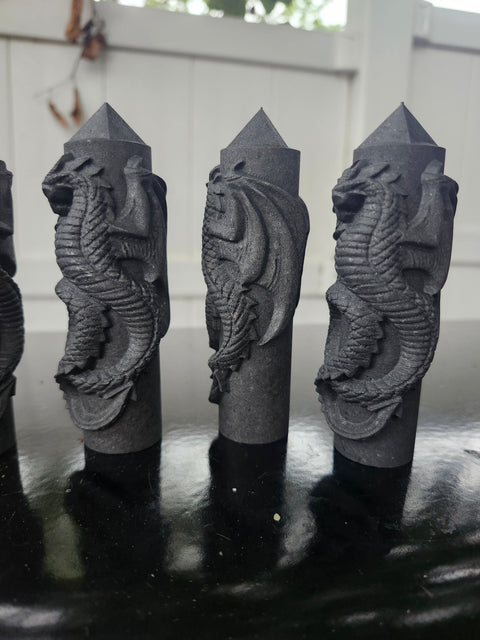 Shungite dragon towers style 2! 4 inches tall 3.5 to 4 ounces