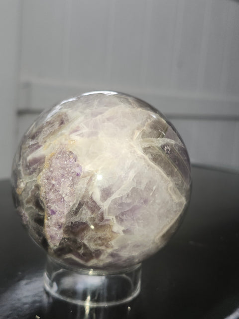 Chevron amethyst sphere! 1.9 pounds, 79mm, 3.1 inches