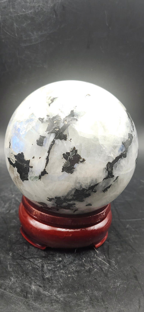 Rainbow moonstone sphere! 72mm, 2.8 inches, 1.2 pounds