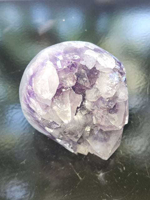 Amethyst cut base free form! 1.14 pounds, 4.1 inches tall, 3.3 wide