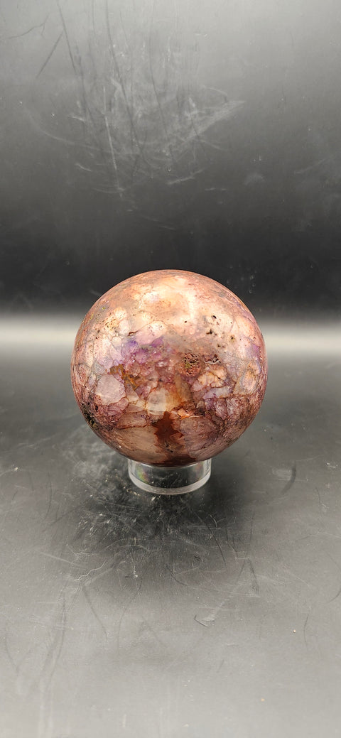 Ferruginous quartz sphere. 68.2mm, 2.68 inches, 15 ounces