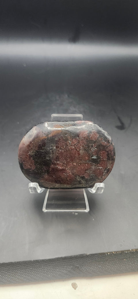 Astrophyllite garnet firework palm stone. 2.25 inches, 3 ounces