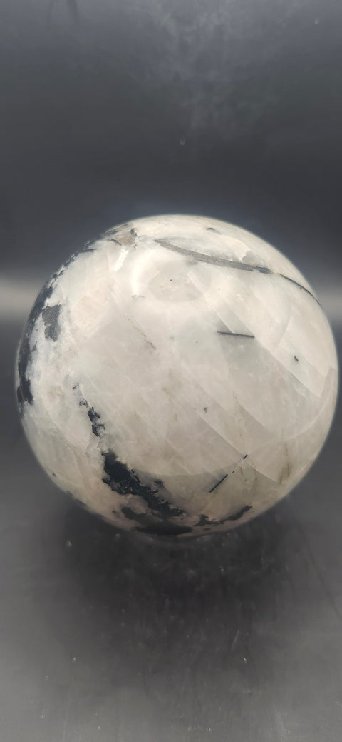Rainbow moonstone sphere! 81.9mm, 3.22 inches, 1.11 pounds
