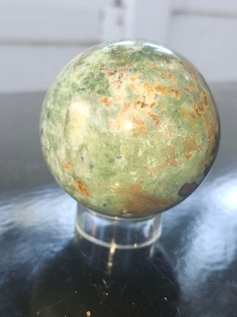 Olive opal sphere! 58mm, 2.3 inches, 9.7 ounces