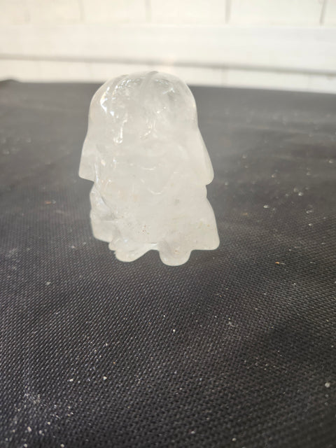 4 ounce, 2.75 inch Clear quartz Darth vader carving star wars