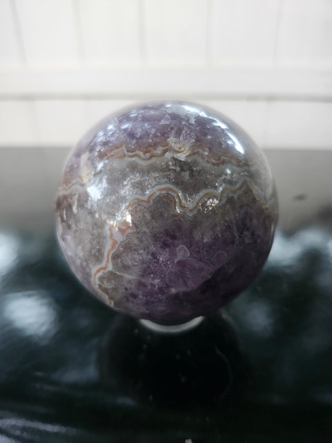 Amethyst lace agate sphere! 76mm, 3 inches, 1.6 pounds