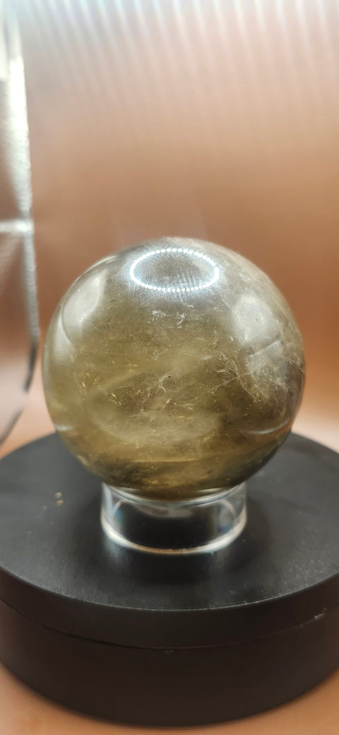 Smoky quartz sphere, 75mm, 2.95 inches, 1.5 pounds