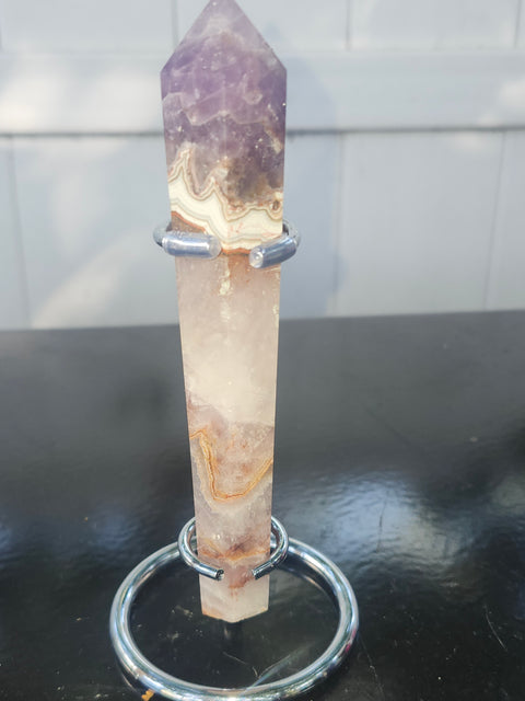 Amethyst lace agate scepter! 5.2 inches, 4.2 ounces