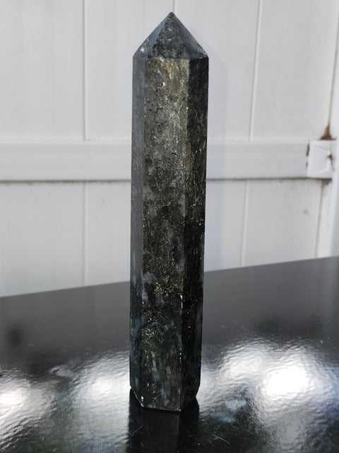Large larvikite tower! 8 inches tall, 1.5 pounds