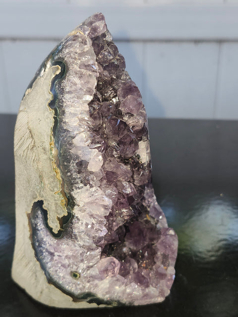 Amethyst cut base free form! 1.12 pounds, 4.9 inches tall, 2.8 wide