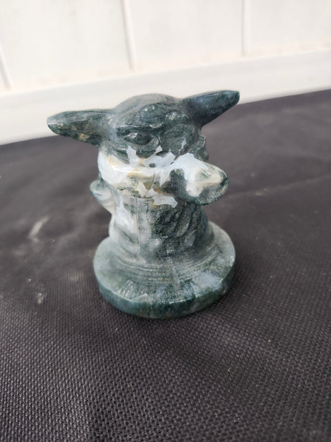 4.9 ounce, 2.75 inch moss agate yoda