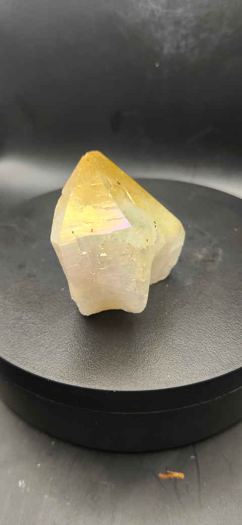 Angel aura citrine polished top point! 3 ounces.