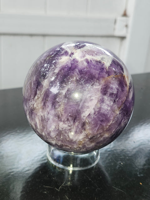 Dream amethyst sphere! 85.5mm, 3.36 inches, 1.15 pounds