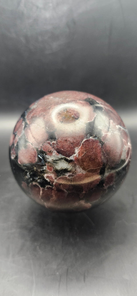 Astrophyllite garnet firework sphere! 72.3mm, 2.84 inches, 1.7 pounds