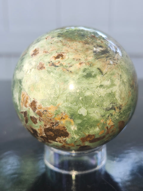 Olive opal sphere! 58mm, 2.3 inches, 9.7 ounces