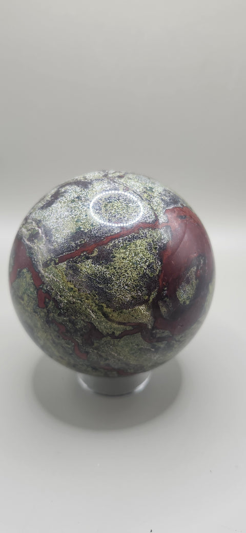 Dragon bloodstone sphere! 75mm, 2.95 inches, 1.8 pounds