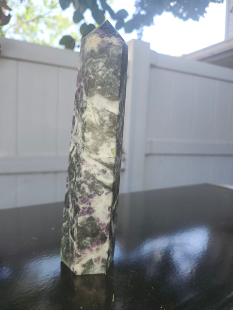 Opalized fluorite tower! 1.8 pounds, 8 inches tall