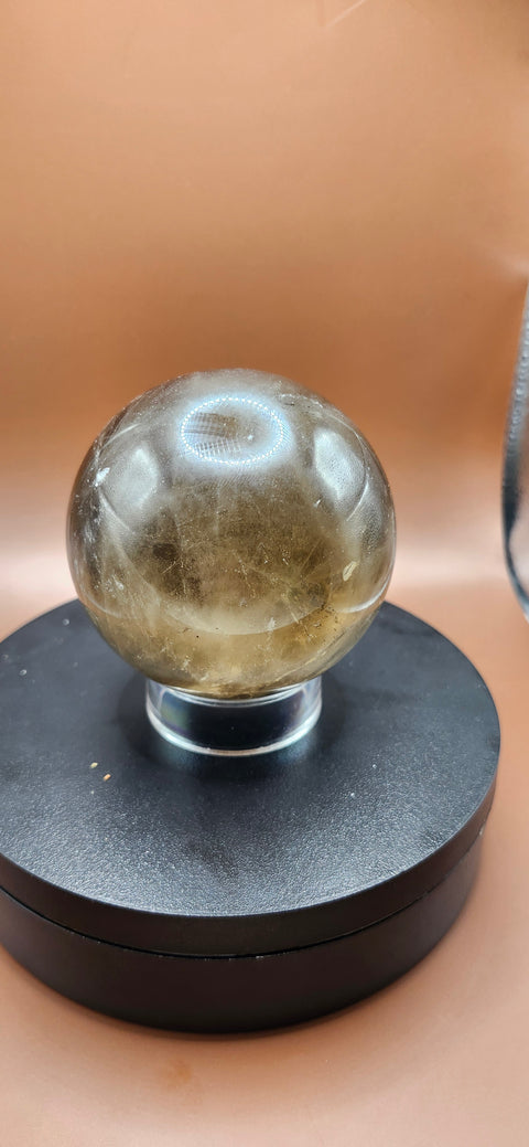 Smoky quartz sphere, 75mm, 2.95 inches, 1.5 pounds